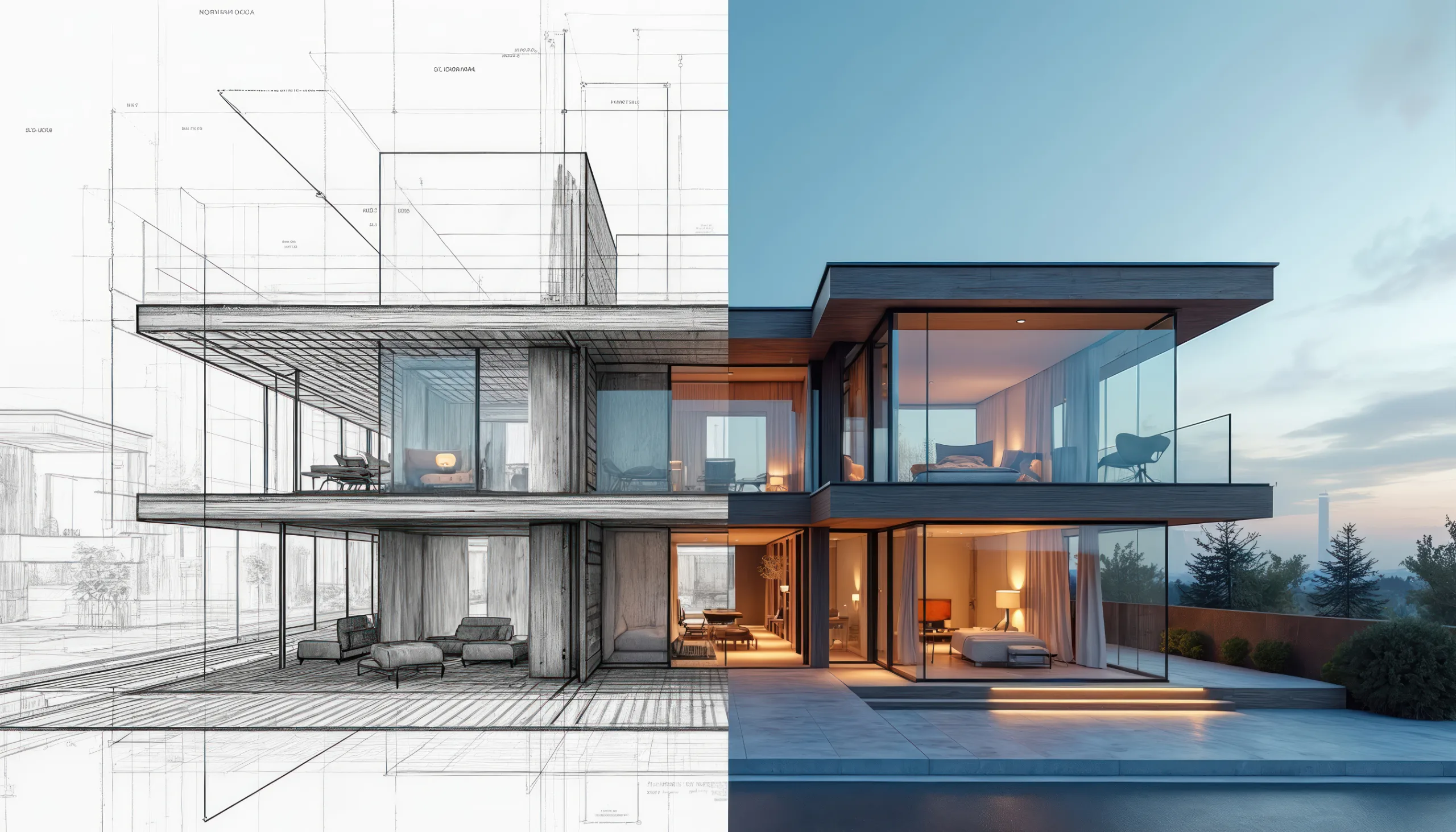 Custom Northern California residence photographed at twilight, built by Lane Built Inc.